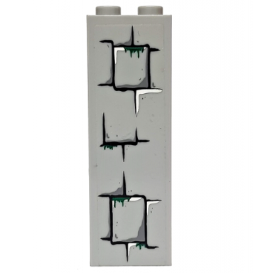 light bluish gray brick 1 x 2 x 5 with bricks with dark green moss pattern sticker - set 4738