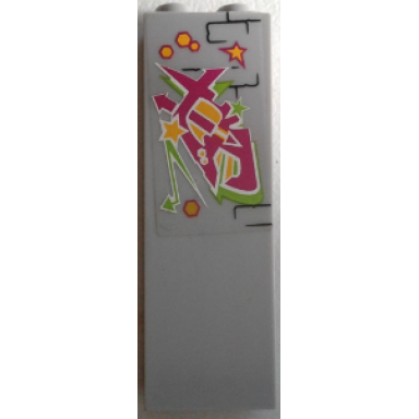 light bluish gray brick 1 x 2 x 5 with graffiti on brick wall pattern sticker - set 79117