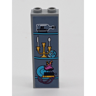 light bluish gray brick 1 x 2 x 5 with ship in a bottle candlestick shell plate necklace and music box pattern sticker - set 41145