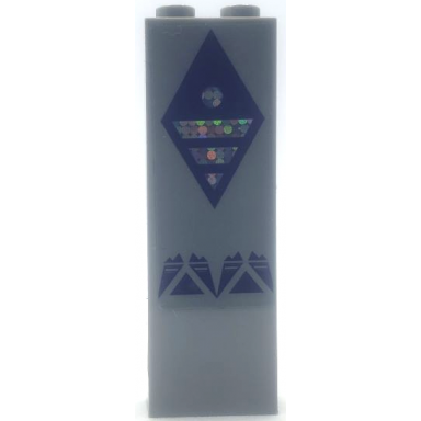 light bluish gray brick 1 x 2 x 5 with dark purple diamond with silver holographic stripes and circle pattern sticker - set 41164