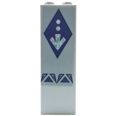 light bluish gray brick 1 x 2 x 5 with dark purple diamond with silver holographic arrow and circles pattern sticker - set 41164