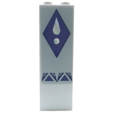 light bluish gray brick 1 x 2 x 5 with dark purple diamond with silver holographic teardrop and circle pattern sticker - set 41164