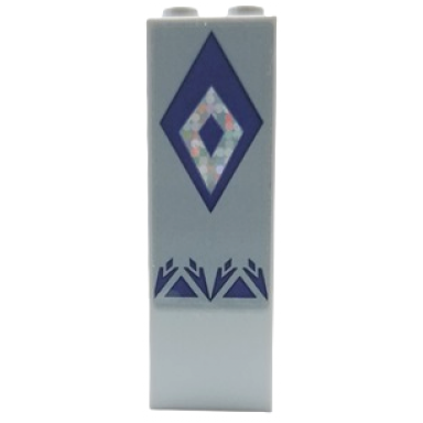 light bluish gray brick 1 x 2 x 5 with dark purple diamond with silver holographic center pattern sticker - set 41164