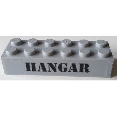 light bluish gray brick 2 x 6 with black hangar pattern sticker - set 60103