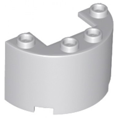 light bluish gray cylinder half 2 x 4 x 2 with 1 x 2 cutout
