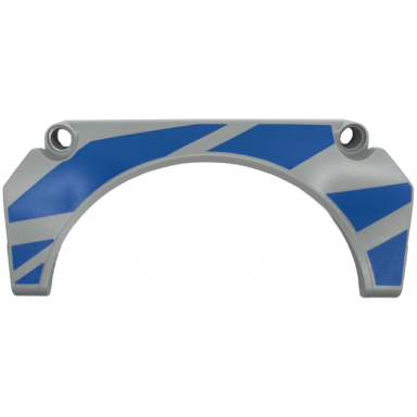 light bluish gray technic panel car mudguard arched 32 11 x 2 x 5 straight top with blue racing stripes pattern model left side