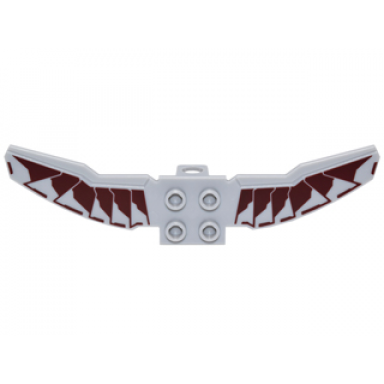light bluish gray minifigure wings with 4 back studs with dark red armor panels pattern