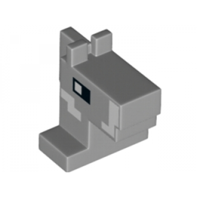 light bluish gray creature head pixelated horse with eyes and white cheek and side of nose pattern minecraft horse