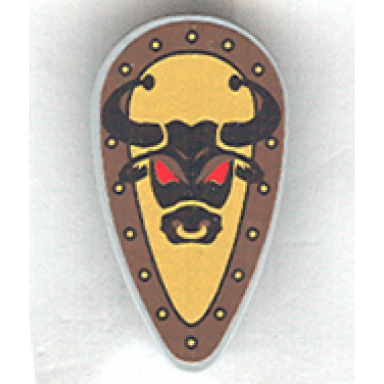 light bluish gray minifigure shield oval with bull head black on yellow pattern sticker - set 10176