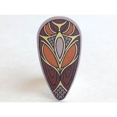 minifigure shield oval with dark orange dark brown and gold pattern