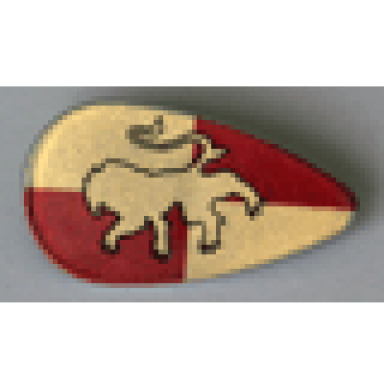 light bluish gray minifigure shield oval with hp gryffindor pattern golden lion