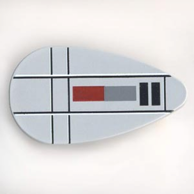 minifigure shield oval with sw red gray and black lines pattern