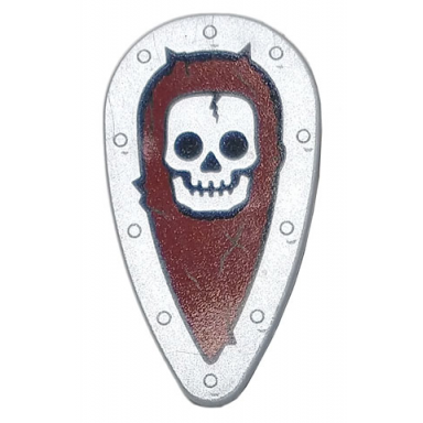 minifigure shield oval with skull on dark red background pattern