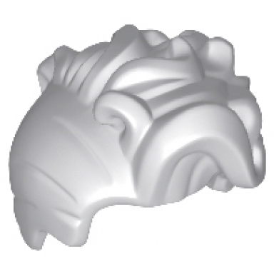 light bluish gray minifigure hair female with high bangs large wavy curls and small bun
