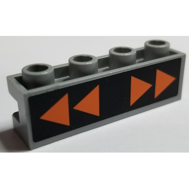 brick modified 1 x 4 with channel with orange directional arrows on black background pattern sticker - set 7691