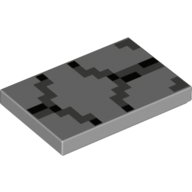 light bluish gray tile 2 x 3 with pixelated black and dark bluish gray pattern