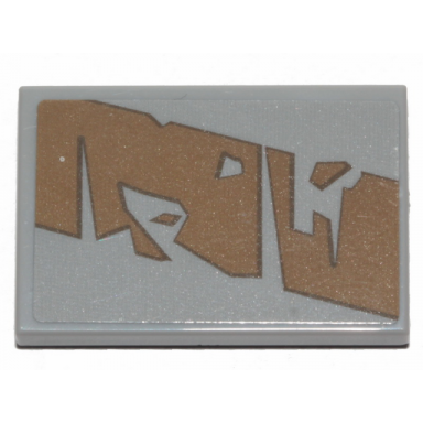 light bluish gray tile 2 x 3 with dark tan tattered stripe pattern model left side sticker - set 75292
