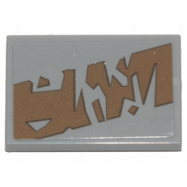 light bluish gray tile 2 x 3 with dark tan tattered stripe pattern model right side sticker - set 75292