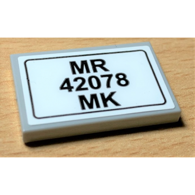 light bluish gray tile 2 x 3 with black mr 42078 mk on white background pattern sticker - set 42078