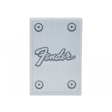 light bluish gray tile 2 x 3 with black fender logo and 4 phillips screws pattern sticker - set 21329