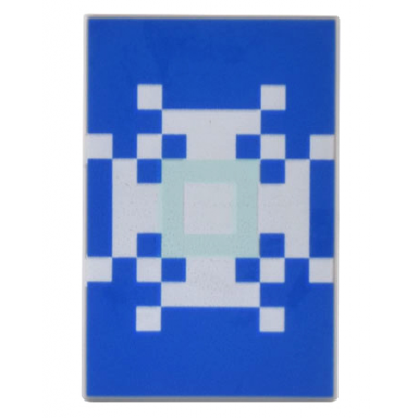 light bluish gray tile 2 x 3 with minecraft pixelated white and light aqua snowflake on blue background shield banner pattern