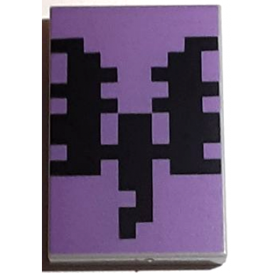 light bluish gray tile 2 x 3 with pixelated black dragon on medium lavender background pattern minecraft end warrior shield