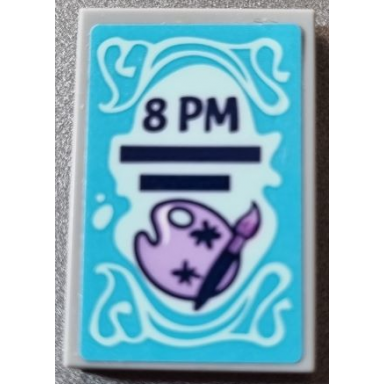 light bluish gray tile 2 x 3 with dark blue 8 pm lavender paint palette and brush on medium azure background pattern sticker - set 41365