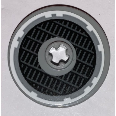 light bluish gray technic disk 3 x 3 with sw millennium falcon grille and white outline pattern sticker - set 75212