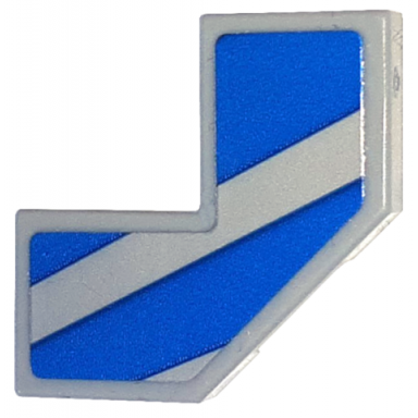 light bluish gray tile modified facet 2 x 2 with blue stripes pattern model left side sticker - set 76917