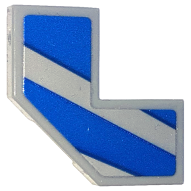 light bluish gray tile modified facet 2 x 2 with blue stripes pattern model right side sticker - set 76917