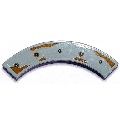 light bluish gray tile round corner 4 x 4 macaroni with 5 rivets and medium nougat rust pattern model right side sticker - set 70425