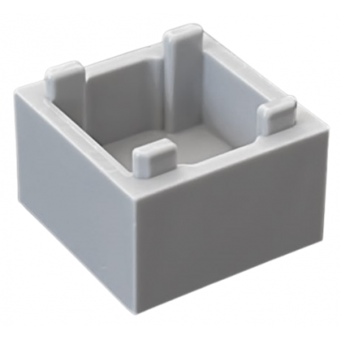 light bluish gray container box 2 x 2 x 1 - top opening with raised inner bottom