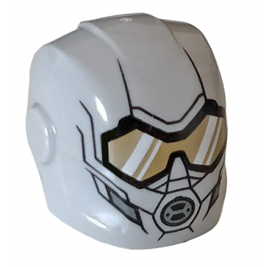 light bluish gray minifigure headgear helmet armor plates and ear protectors with gold goggles and breathing apparatus pattern