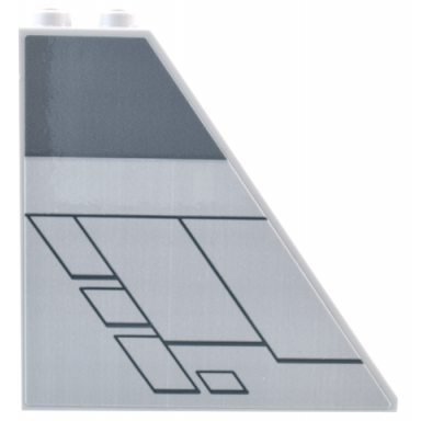 light bluish gray slope 55 6 x 1 x 5 with bottom stud holders with dark bluish gray wide stripe and diagonal panels pattern model left side sticker - set 75367