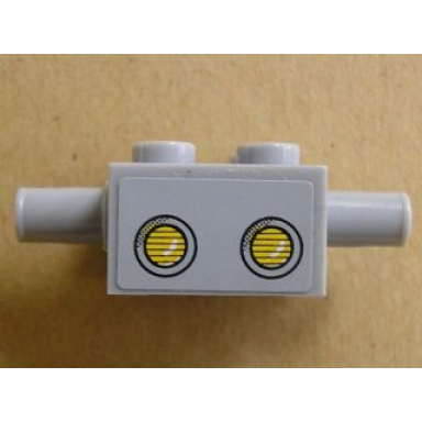 light bluish gray brick modified 2 x 2 with pins and axle hole and headlights pattern sticker - set 3831