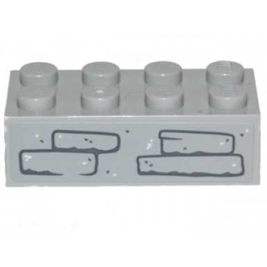 light bluish gray brick 2 x 4 with stones pattern sticker - set 75200