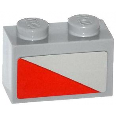 light bluish gray brick 1 x 2 with red triangle pattern model right side sticker - set 79121