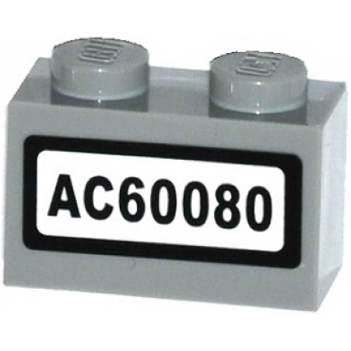 light bluish gray brick 1 x 2 with ac60080 pattern sticker - set 60080