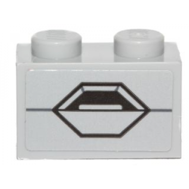 light bluish gray brick 1 x 2 with sw at-st hexagon panel pattern sticker - set 75153