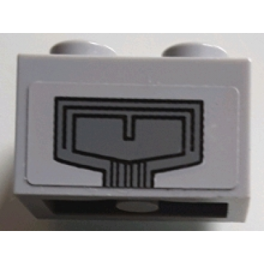 light bluish gray brick 1 x 2 with dark bluish gray panel with black lines pattern sticker - set 75095
