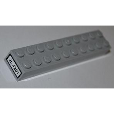 light bluish gray brick 2 x 10 with jl 4201 pattern on end sticker - set 4201