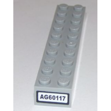 light bluish gray brick 2 x 10 with ag60117 pattern on end sticker - set 60117