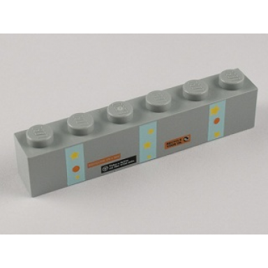 light bluish gray brick 1 x 6 with recycling phrases and stars pattern