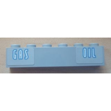 light bluish gray brick 1 x 6 with gas and oil pattern stickers - set 8487