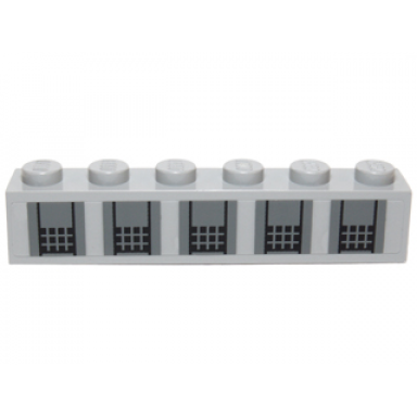 light bluish gray brick 1 x 6 with dark bluish gray squares and black grids pattern sticker - set 10195