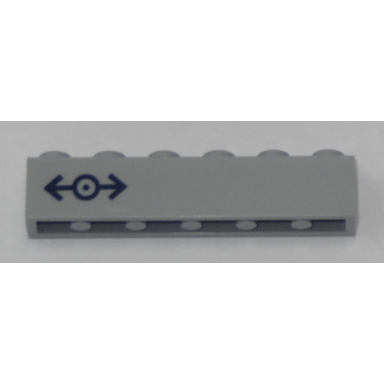 light bluish gray brick 1 x 6 with train logo dark blue pattern left sticker - set 60197