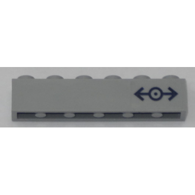 light bluish gray brick 1 x 6 with train logo dark blue pattern right sticker - set 60197