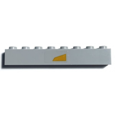 light bluish gray brick 1 x 6 with bright light orange trapezoid centered pattern model left side sticker - set 75309