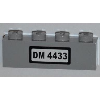 light bluish gray brick 1 x 4 with dm 4433 on white background pattern sticker - set 4433