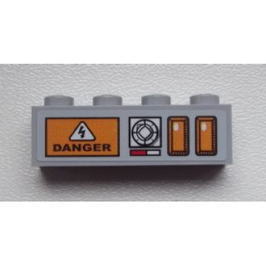 light bluish gray brick 1 x 4 with danger knobs and signal strength display pattern sticker - set 9486